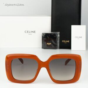 BRAND NEW Celine CL40263I 42F Shiny Orange Gradient Brown Geometric Sunglasses